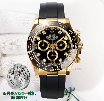 Clean Factory ROLEX Daytona 4130 Movement Black Face Men's Watch
